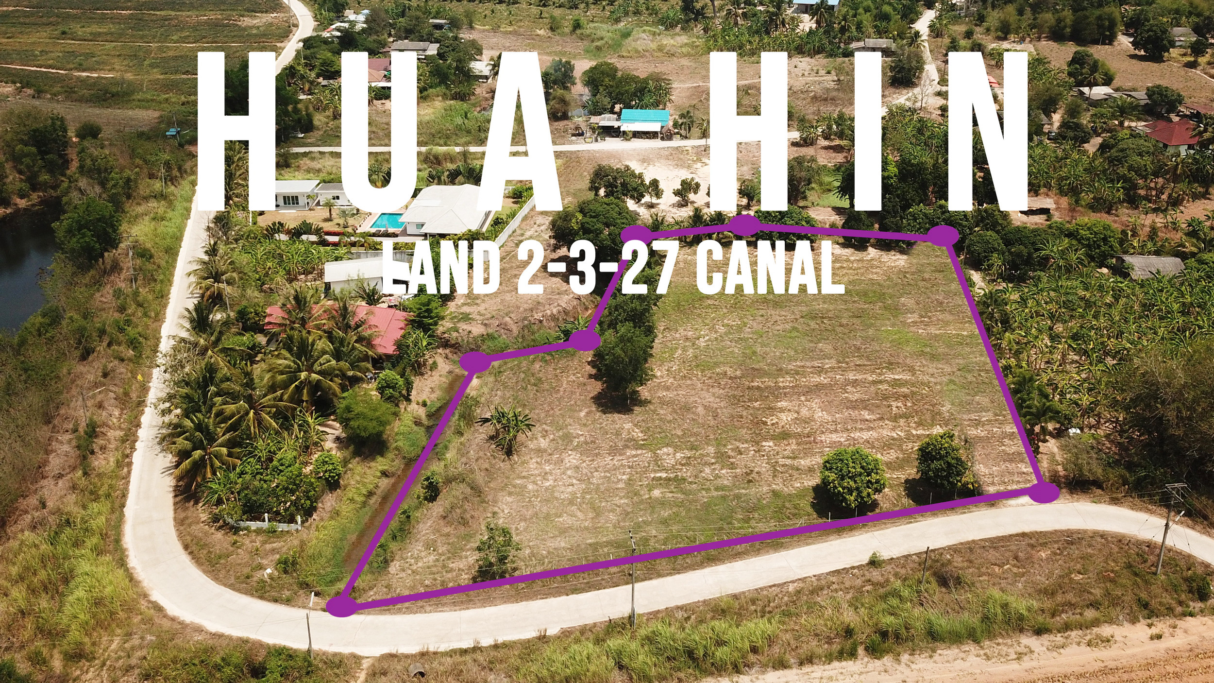 Land for sale 2-3-27 in Hua hin with a small stream surrounds